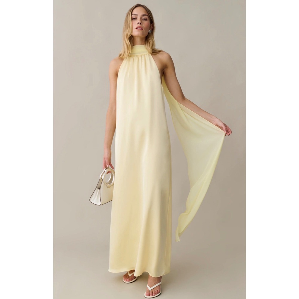 Few Moda o.p.t One Pretty Time Yellow Halter Scarf Maxi Dress Size M NWT